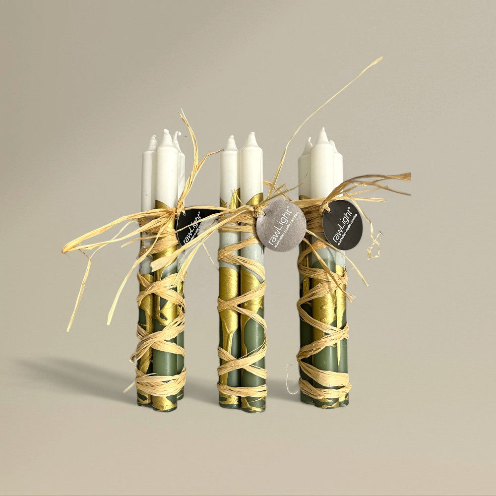 Dining candle 21x250mm splashed bundle of 3