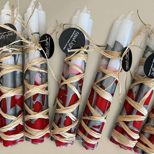 Dining candle 21x300mm splashed Christmas bundle of 3