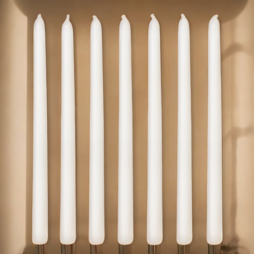 rawLight coloured white taper candles 22x300mm elegant dining decor