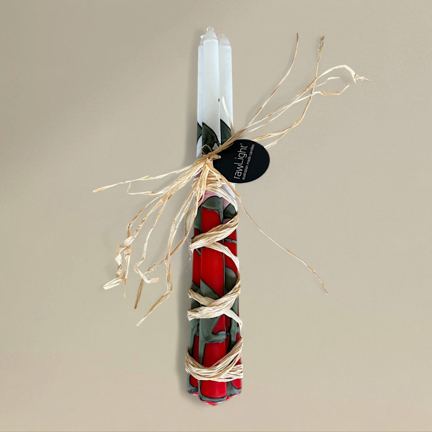 Taper candle 22x380mm splashed Christmas bundle of 3