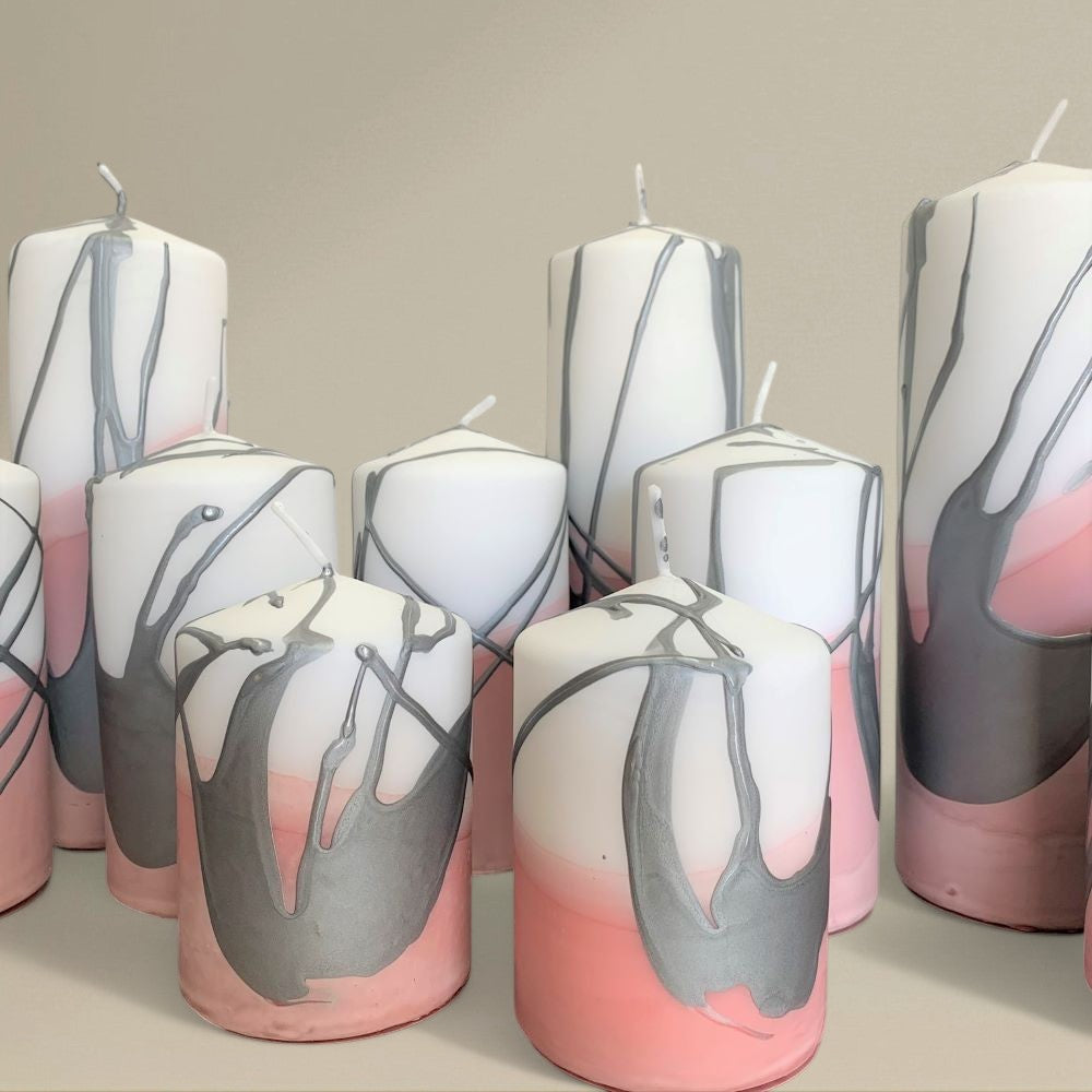 Pillar candle 75x230mm splashed