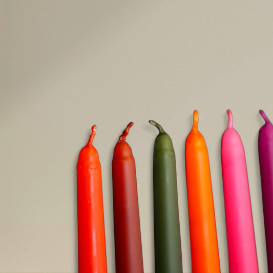 Taper candle 22x300mm coloured packet of 6