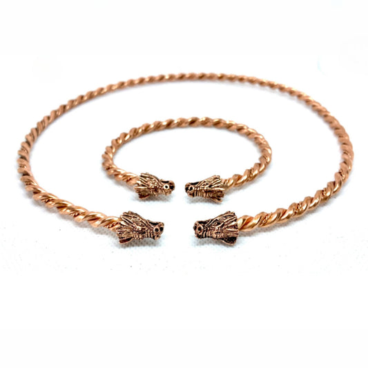 Dragon Neck and Arm Torc Set, Tensor Rings, Dragons, Copper Ring, Crystal Grid, EMF Protection, Copper Pendant, Gift for Him, Gift for Her