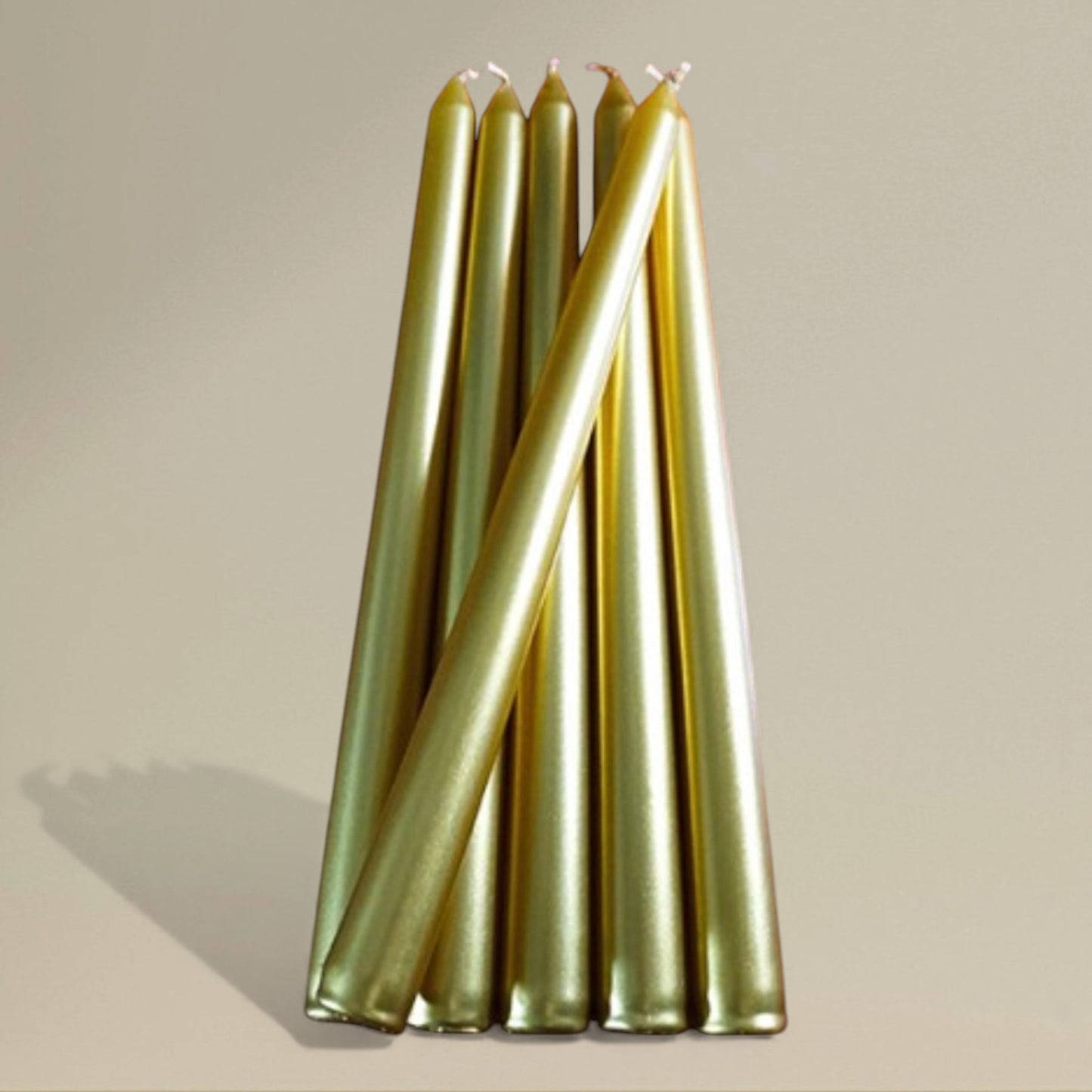 Taper candle 20x254mm metallic gold packet of 12