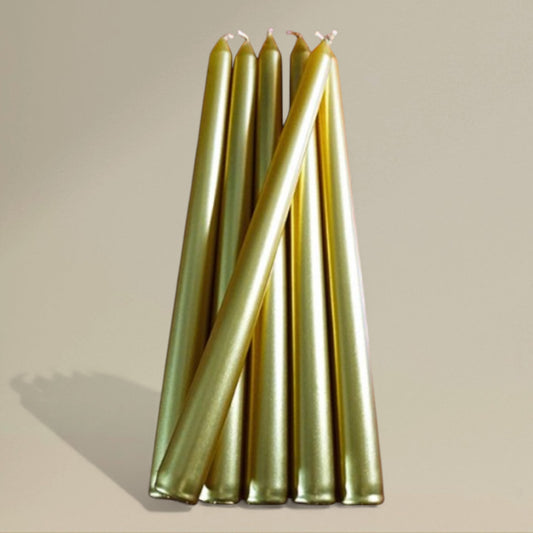 Taper candle 20x254mm metallic gold packet of 12