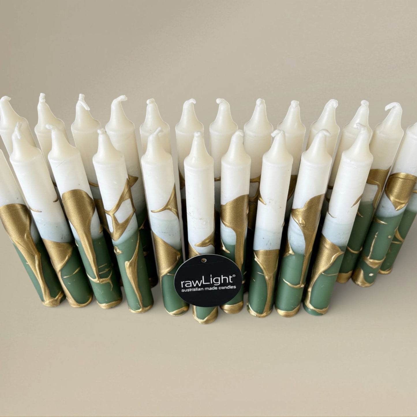 Dining candle 22x400mm splashed packet of 6 - rawLight Design Pty Ltd