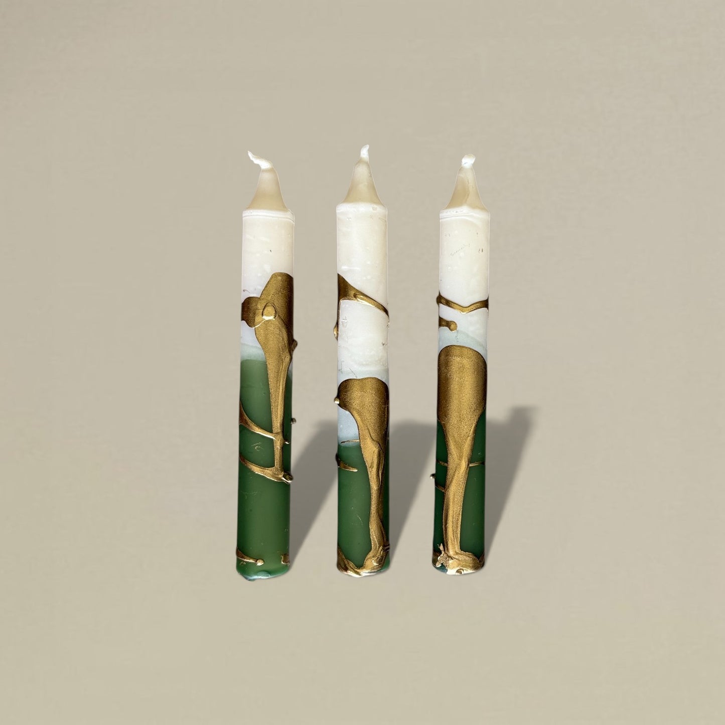 Dining candle 21x175mm splashed bundle of 3