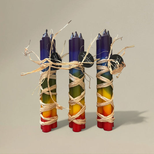 Dining candle 21x250mm multi coloured bundle of 3