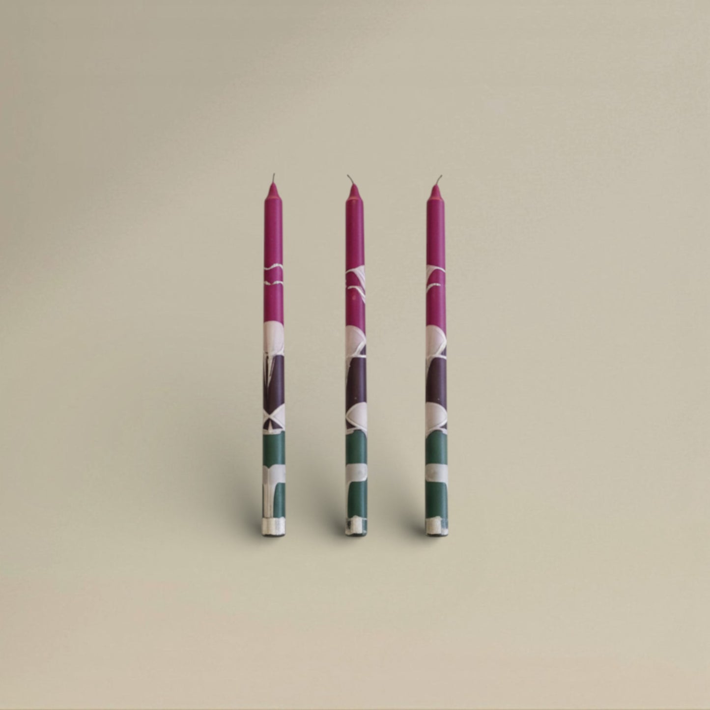 Dining candle 21x300mm splashed bundle of 3 - rawLight Design Pty Ltd