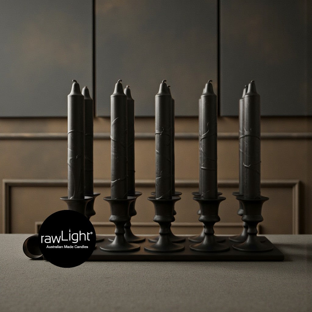 Dining candle 21x300mm splashed bundle of 3 - rawLight Design Pty Ltd
