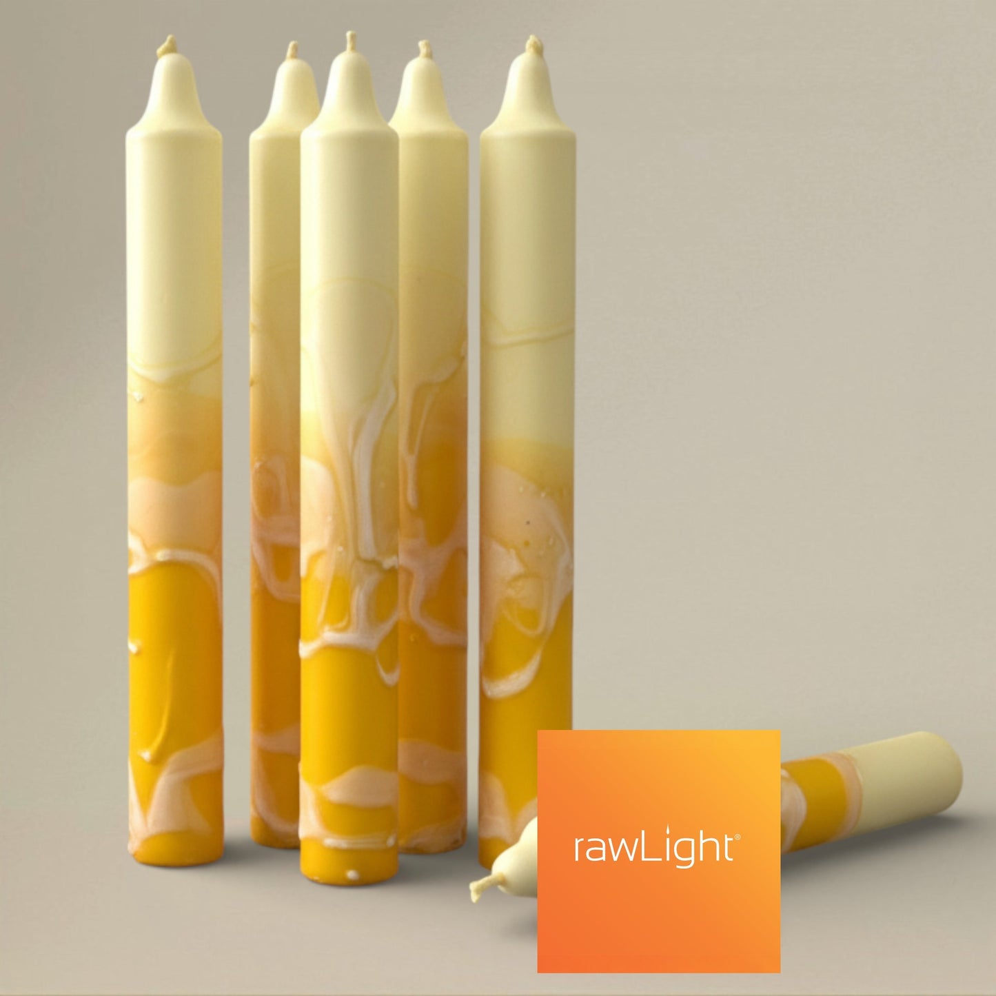 Dining candle 22x400mm splashed packet of 6 - rawLight Design Pty Ltd