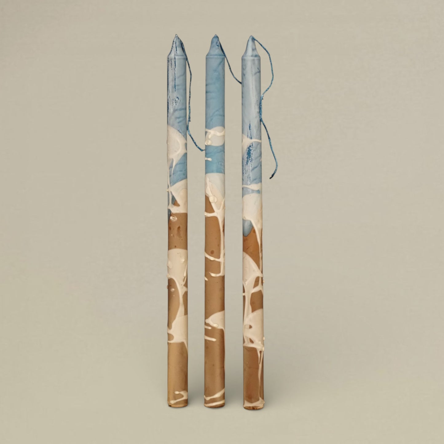 Dining candle 22x400mm splashed bundle of 3 - rawLight Design Pty Ltd