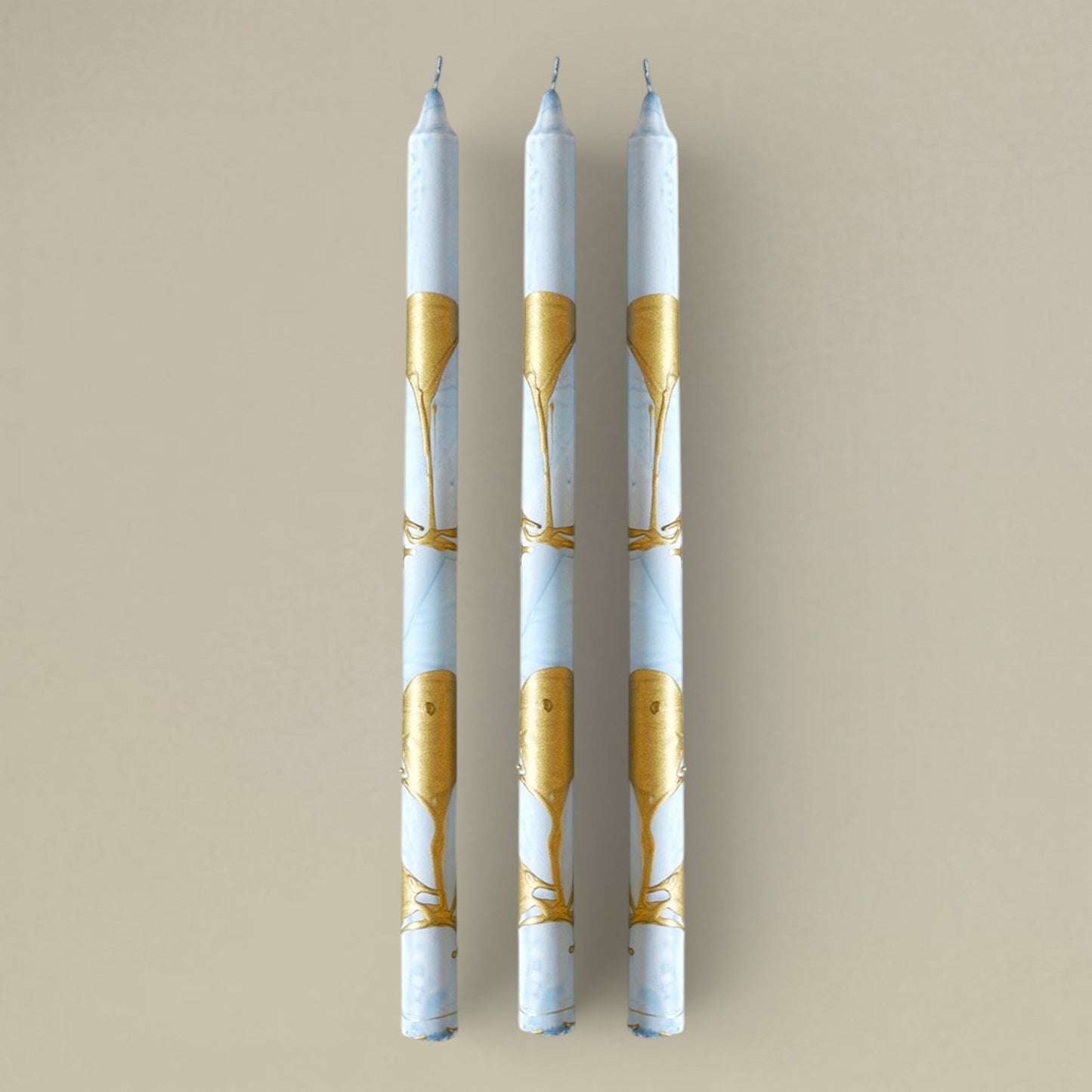 Dining candle 22x400mm splashed bundle of 3 - rawLight Design Pty Ltd