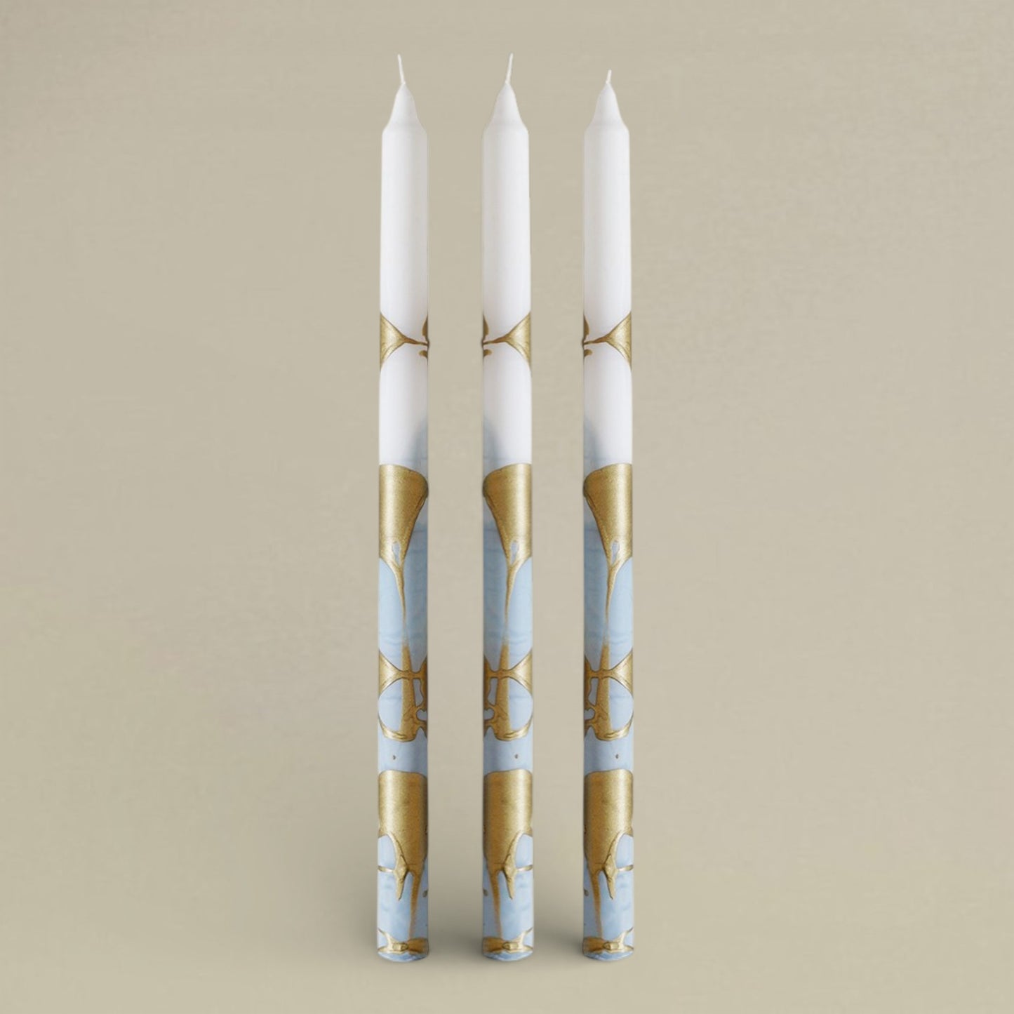 Dining candle 22x400mm splashed bundle of 3 - rawLight Design Pty Ltd
