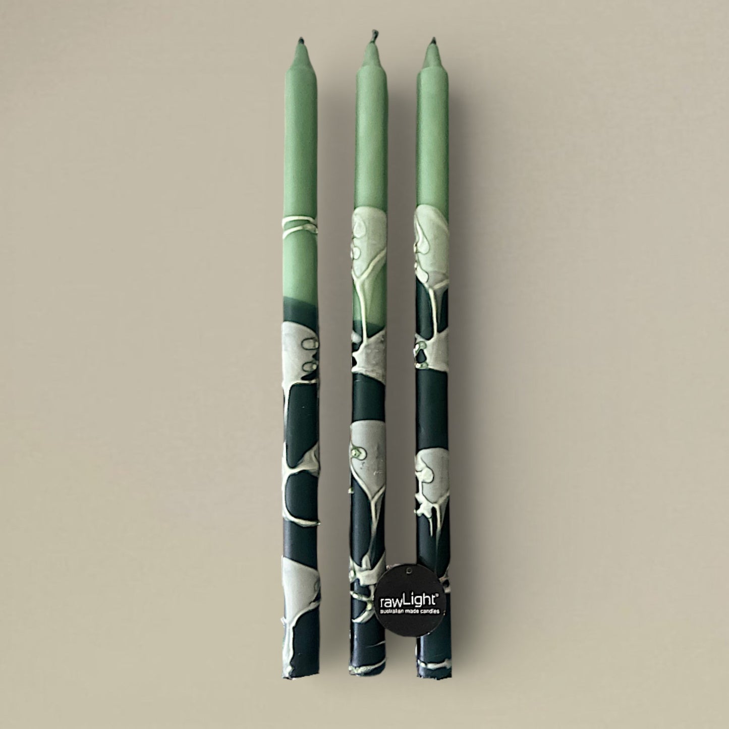 Dining candle 22x400mm splashed bundle of 3 - rawLight Design Pty Ltd