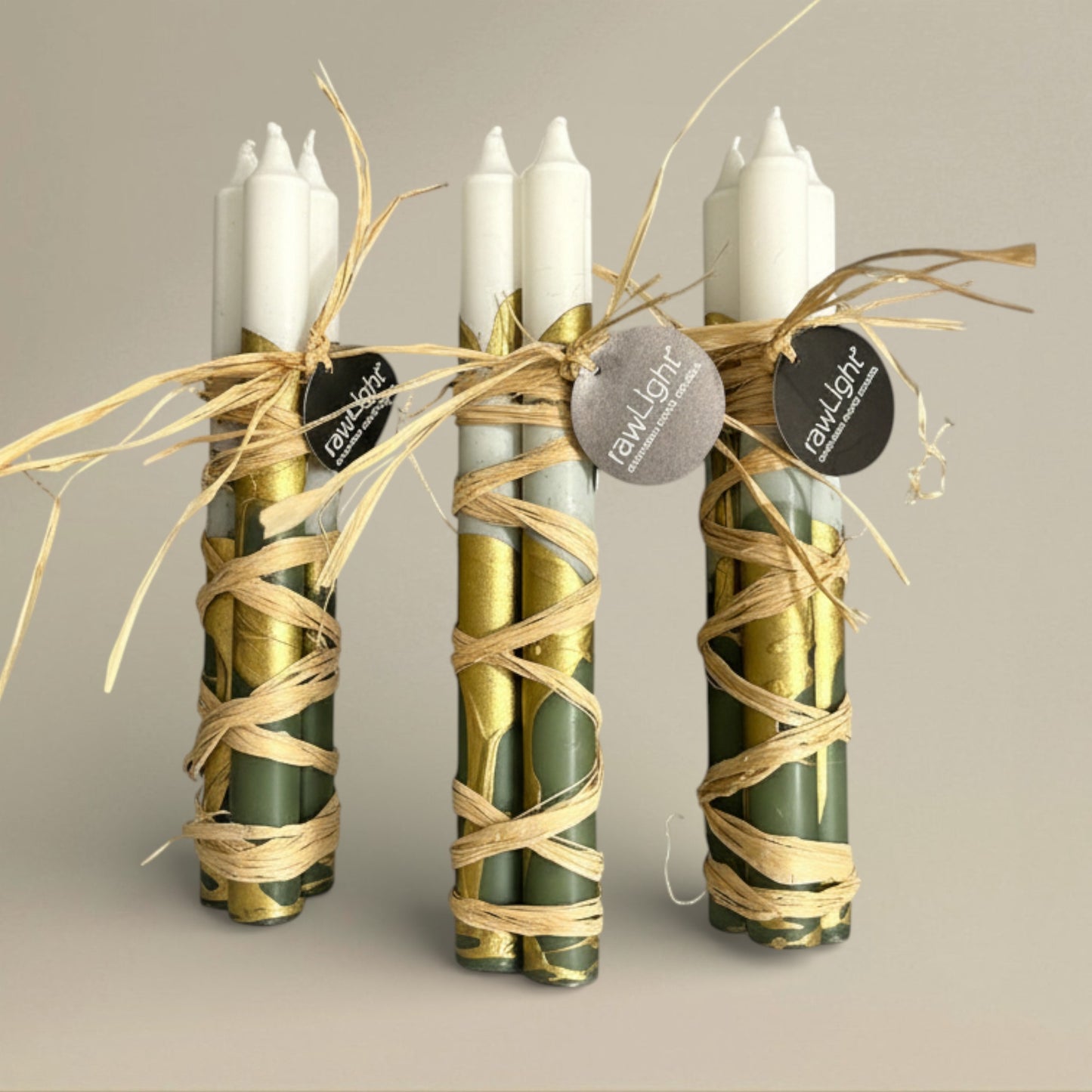 Dining candle 22x400mm splashed bundle of 3 - rawLight Design Pty Ltd