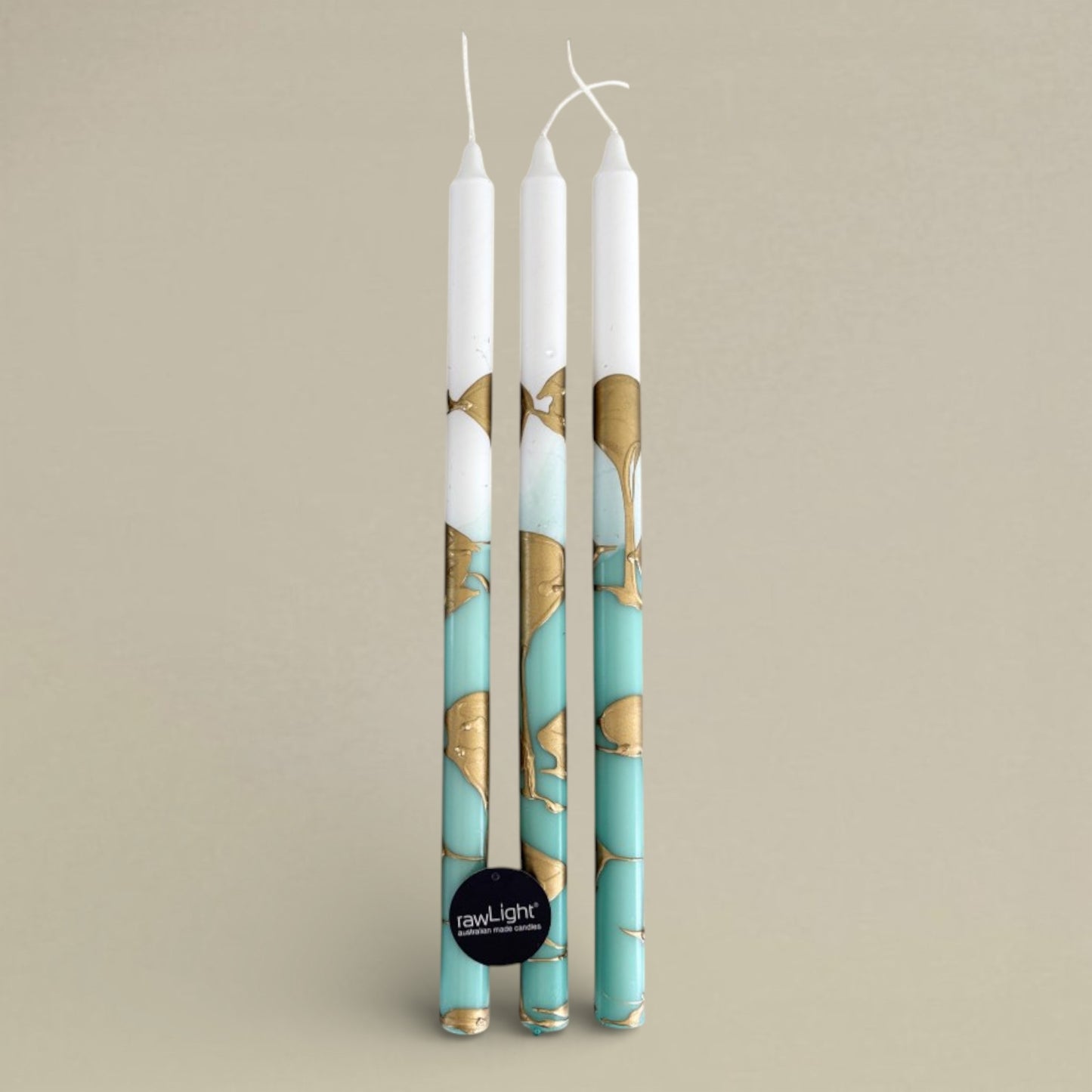 Dining candle 22x400mm splashed bundle of 3 - rawLight Design Pty Ltd