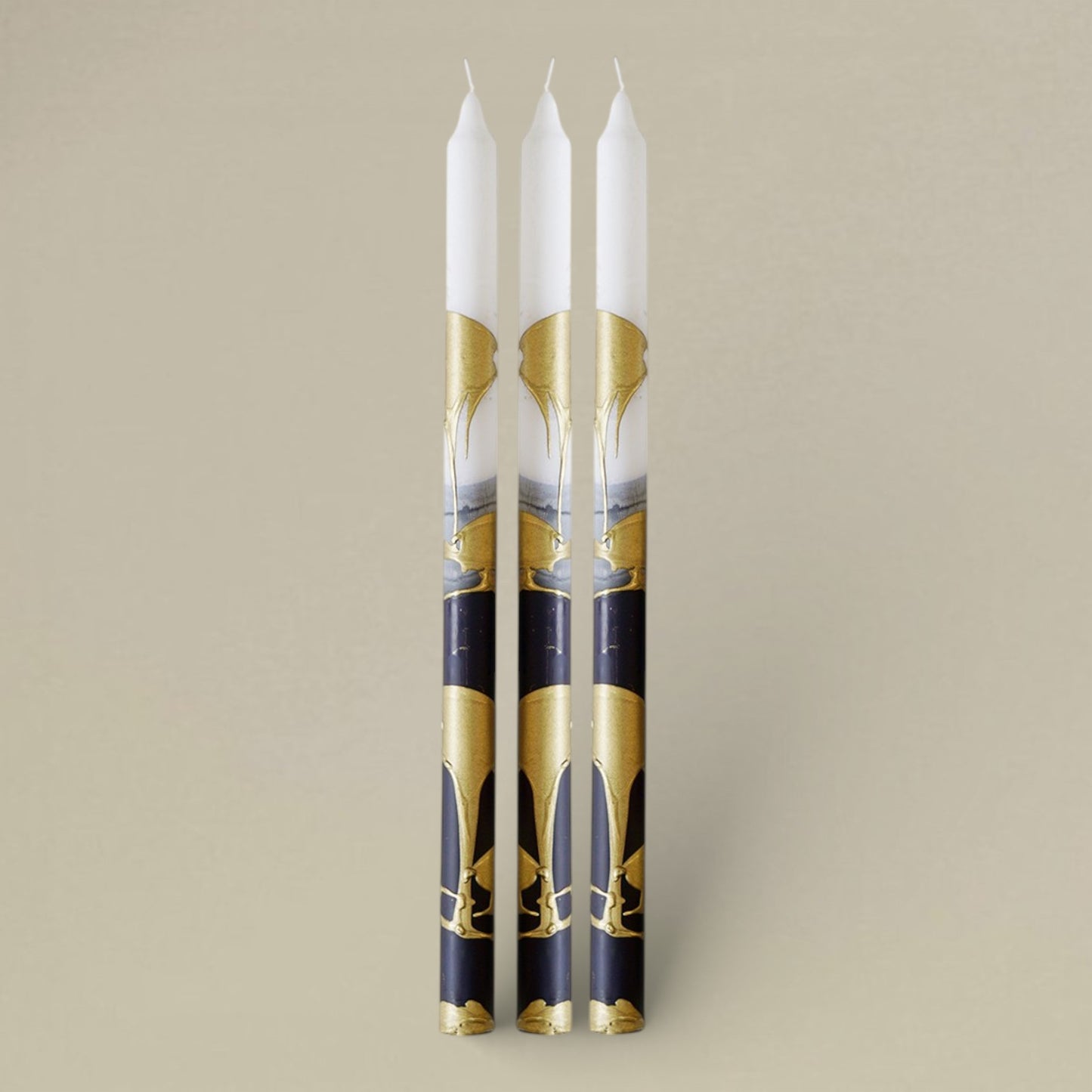Dining candle 22x400mm splashed bundle of 3 - rawLight Design Pty Ltd