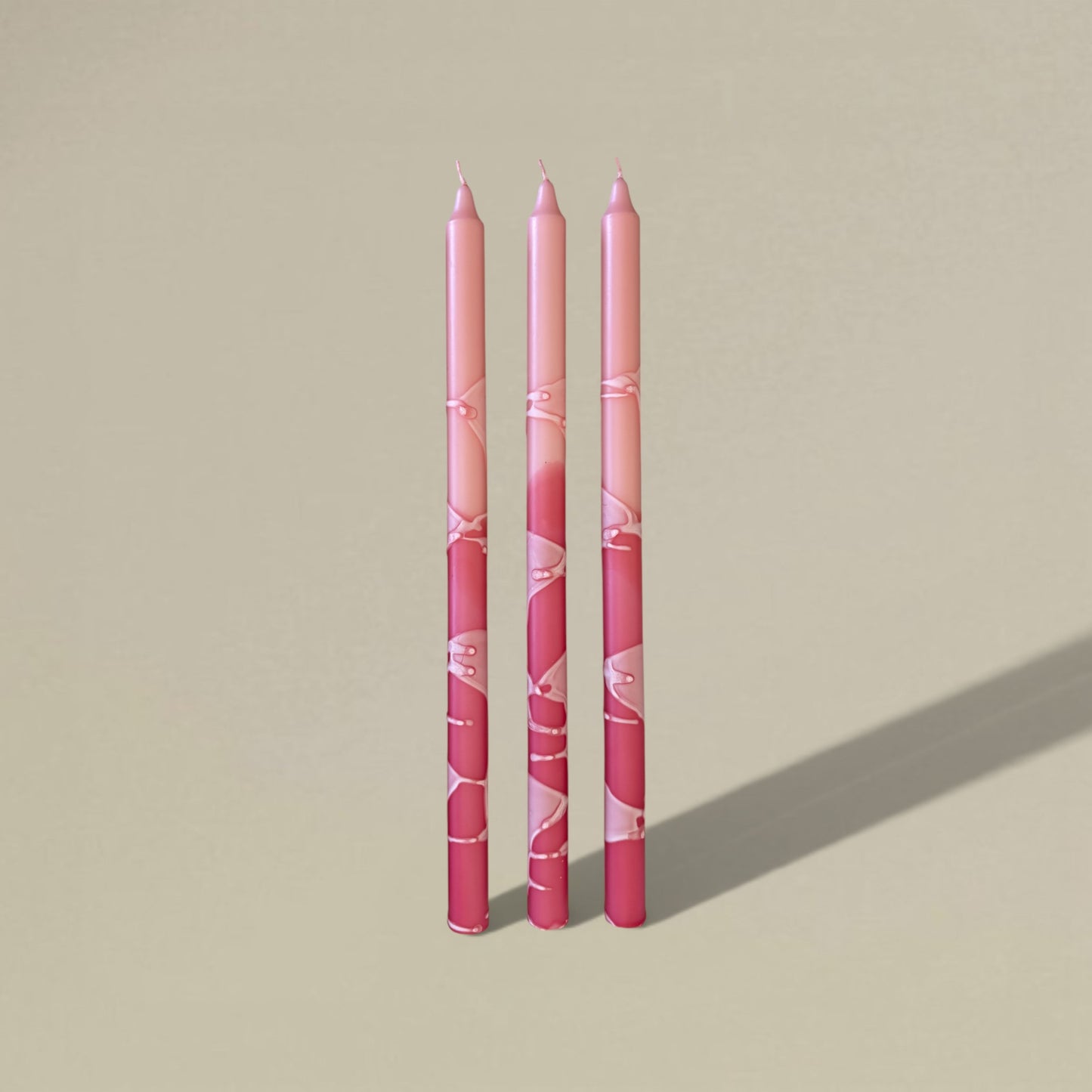 Dining candle 22x400mm splashed bundle of 3 - rawLight Design Pty Ltd
