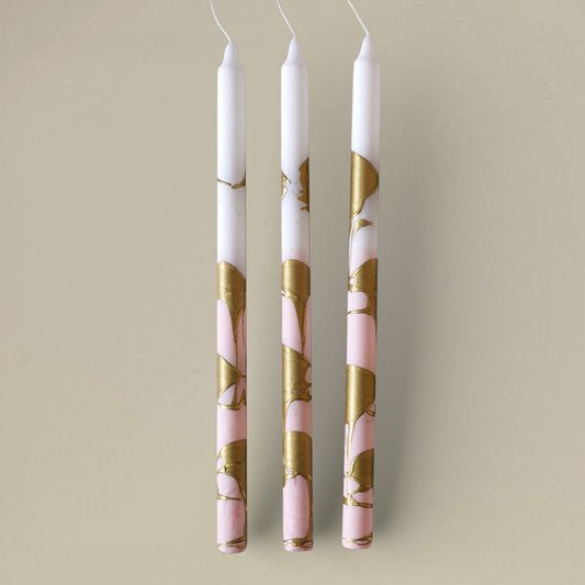Dining candle 22x400mm splashed bundle of 3 - rawLight Design Pty Ltd