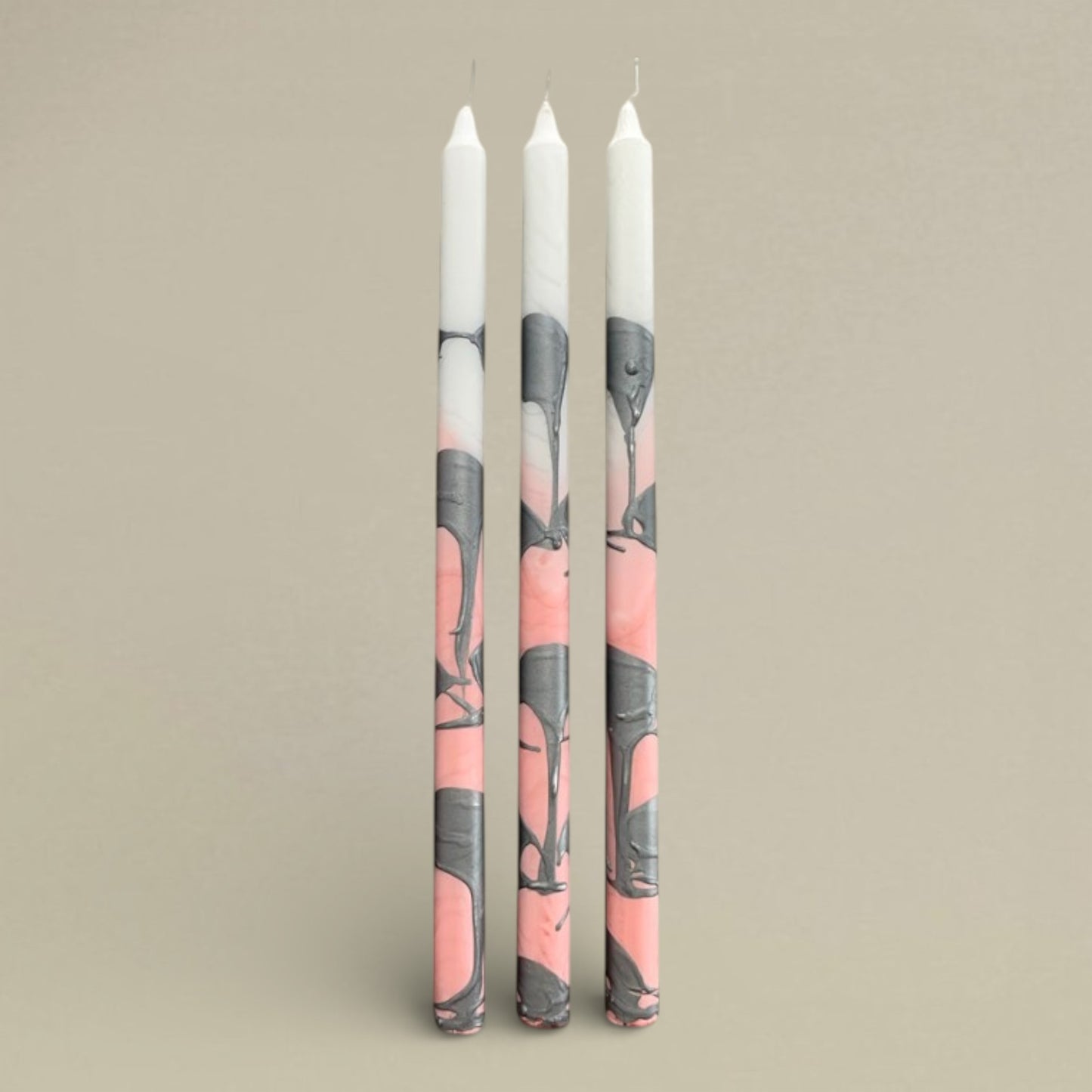 Dining candle 22x400mm splashed bundle of 3 - rawLight Design Pty Ltd