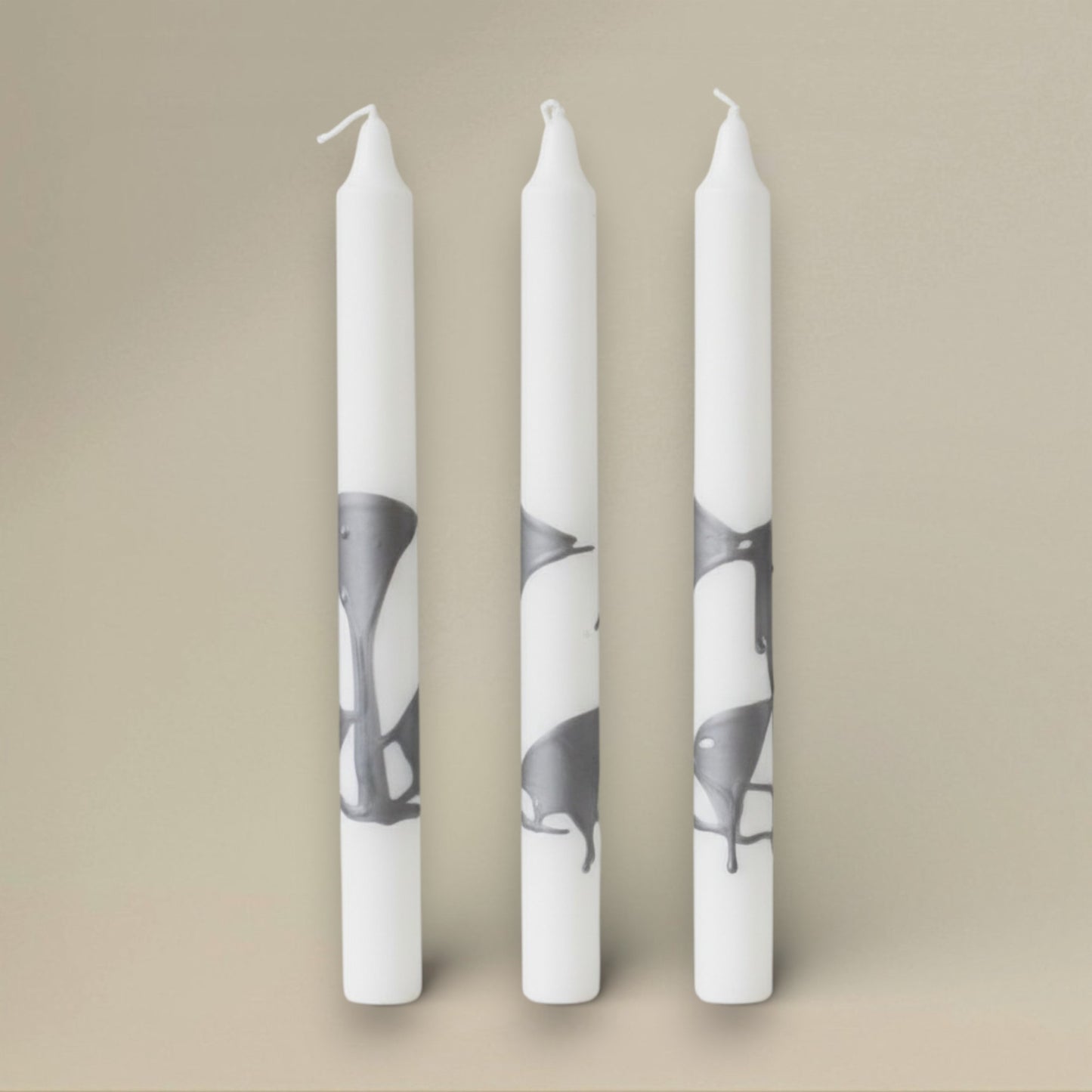 Dining candle 22x400mm splashed bundle of 3 - rawLight Design Pty Ltd