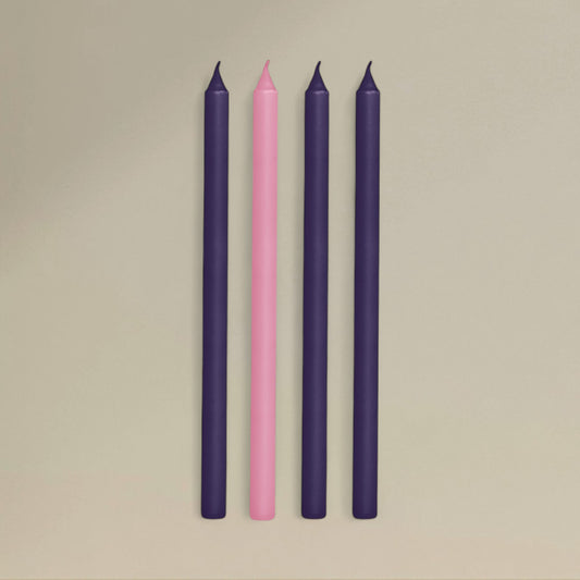 Advent candles 22x400mm purple and pink