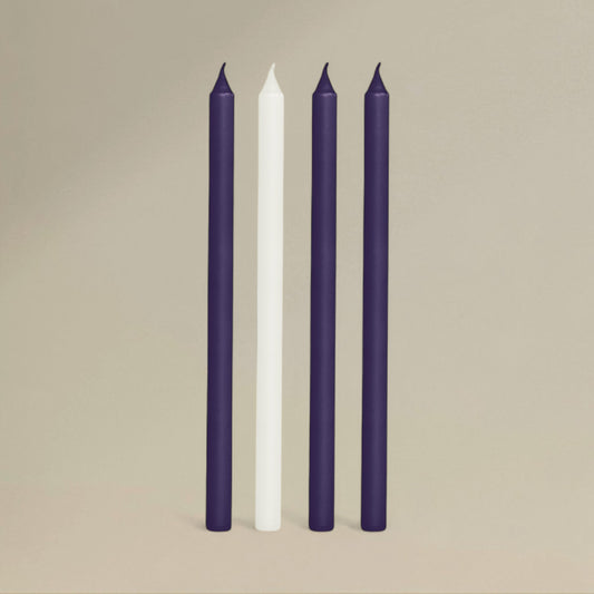 Advent candles 22x400mm purple and white