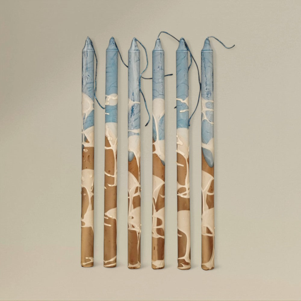 Dining candle 22x400mm splashed packet of 6 - rawLight Design Pty Ltd