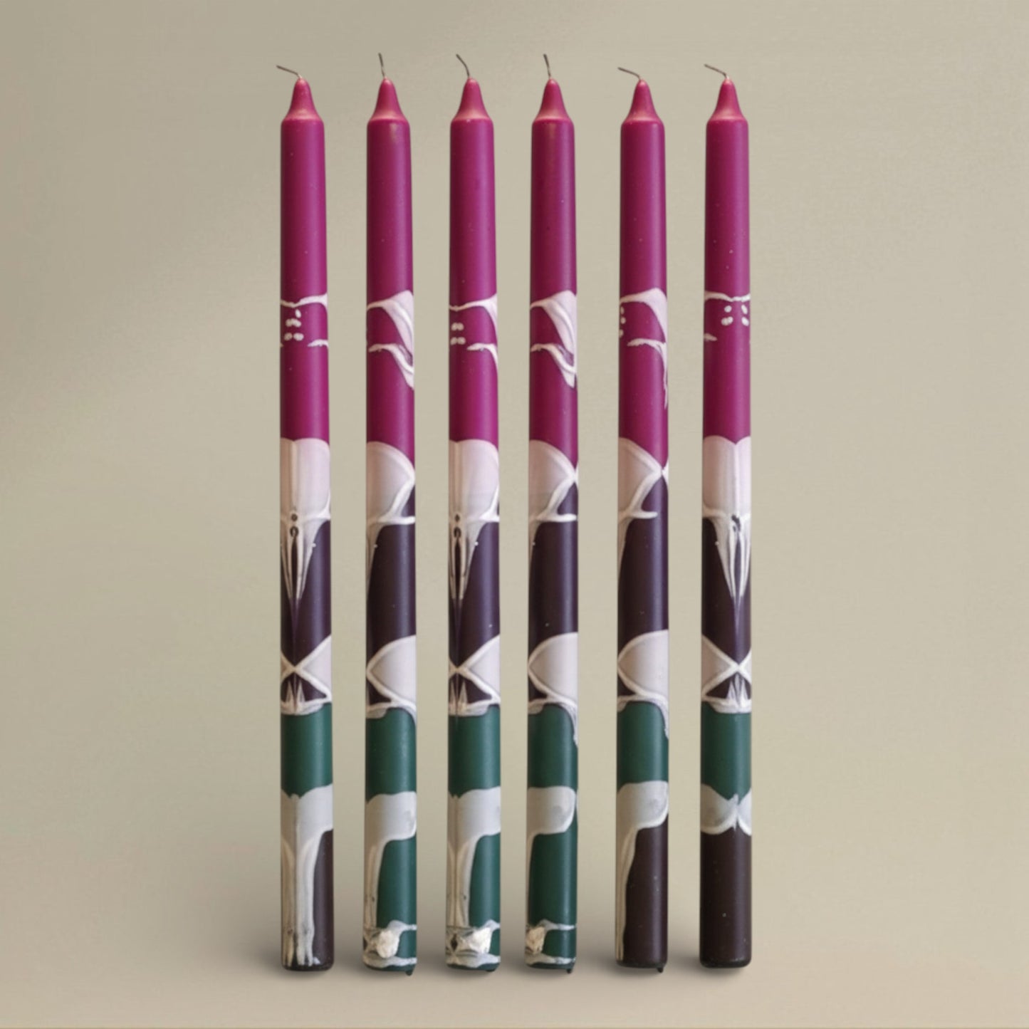 Dining candle 22x400mm splashed packet of 6 - rawLight Design Pty Ltd