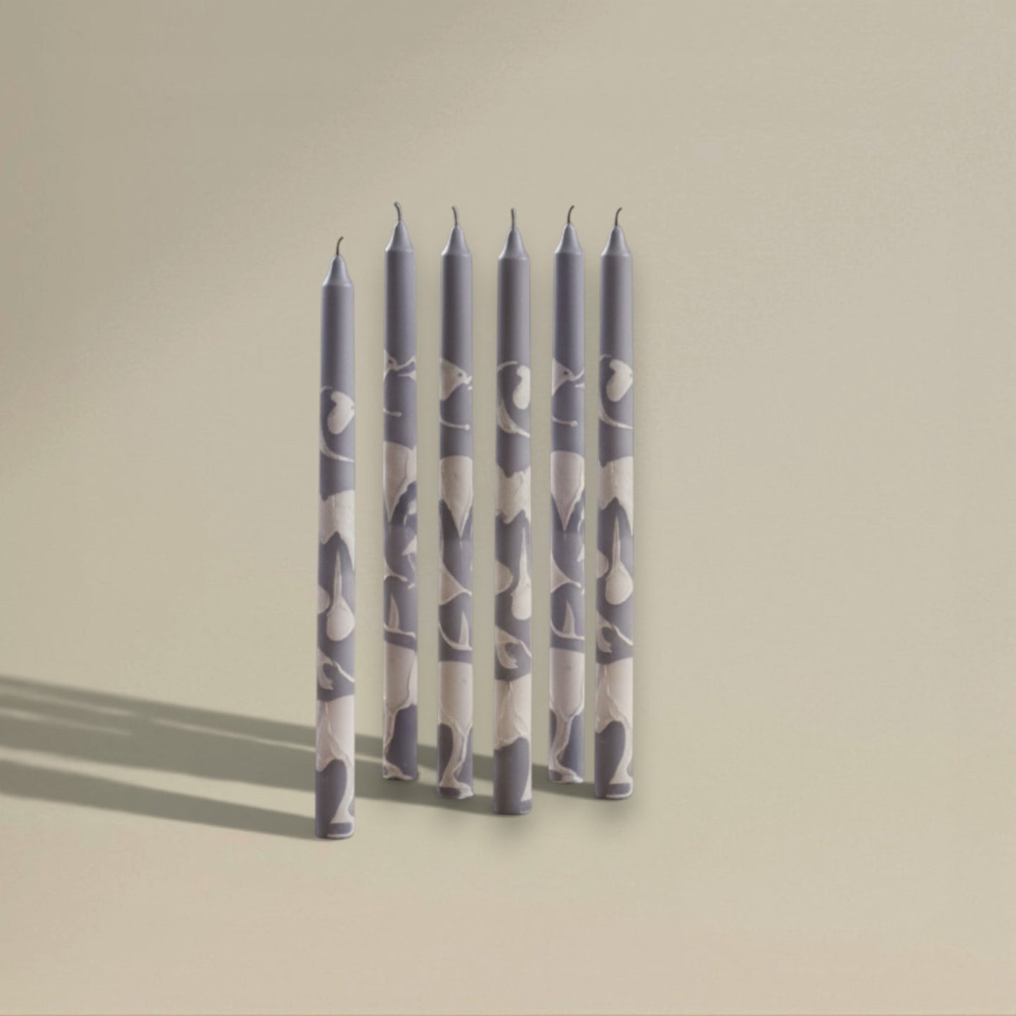 Dining candle 22x400mm splashed packet of 6 - rawLight Design Pty Ltd