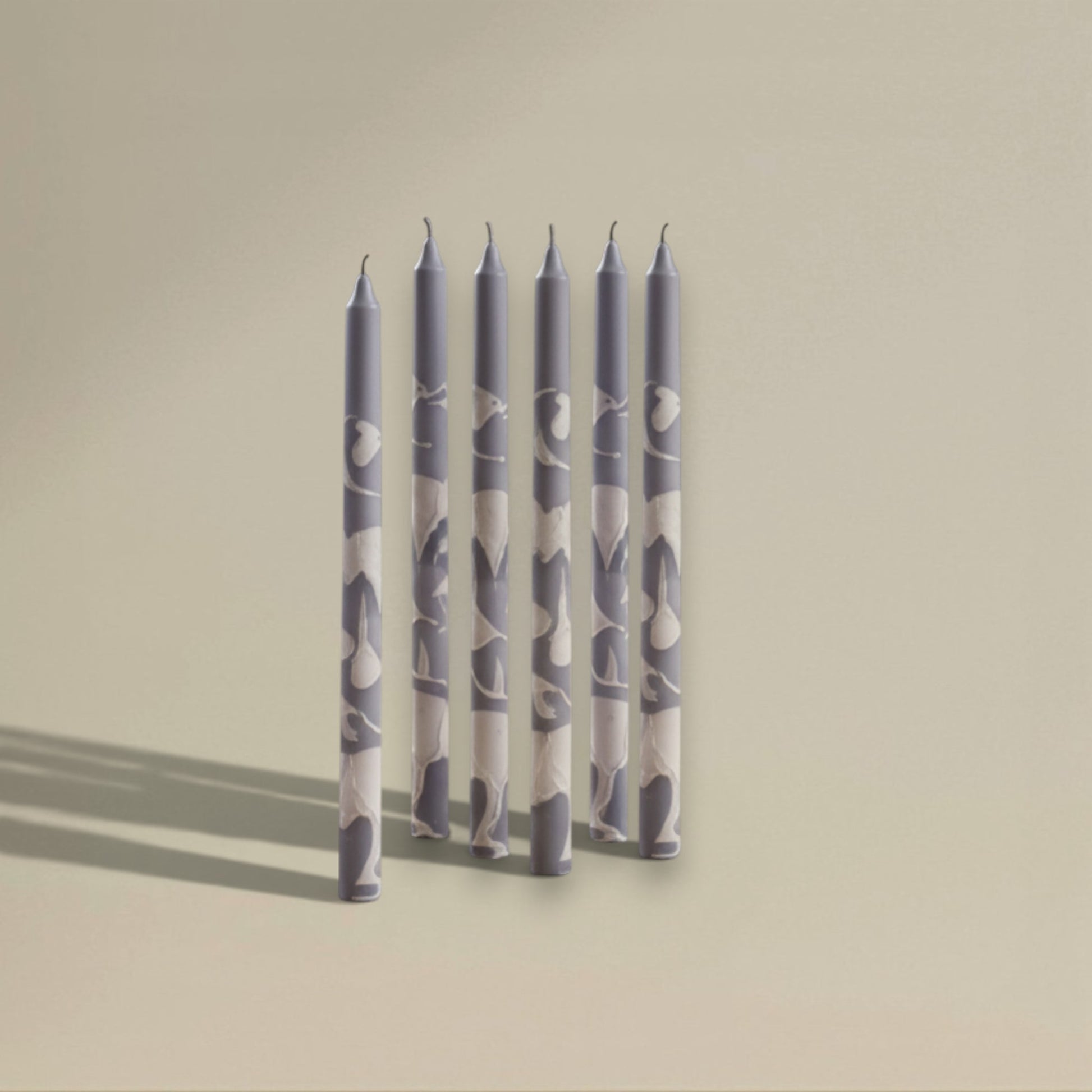 Dining candle 22x400mm splashed packet of 6 - rawLight Design Pty Ltd