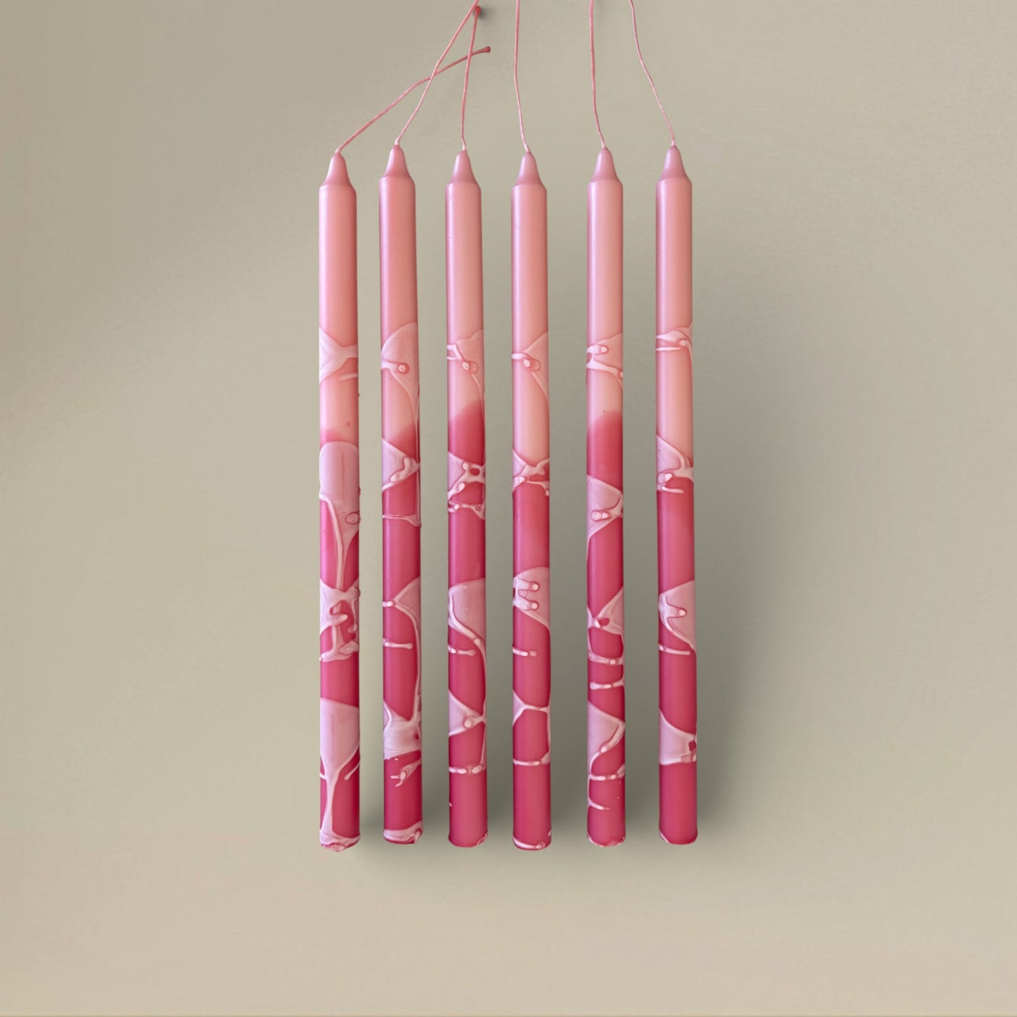 Dining candle 22x400mm splashed packet of 6 - rawLight Design Pty Ltd