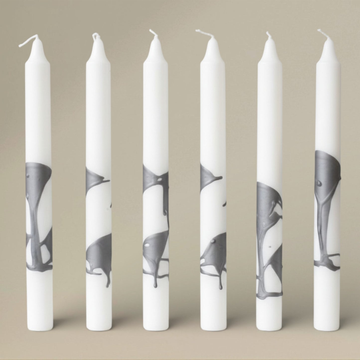 Dining candle 22x400mm splashed packet of 6 - rawLight Design Pty Ltd