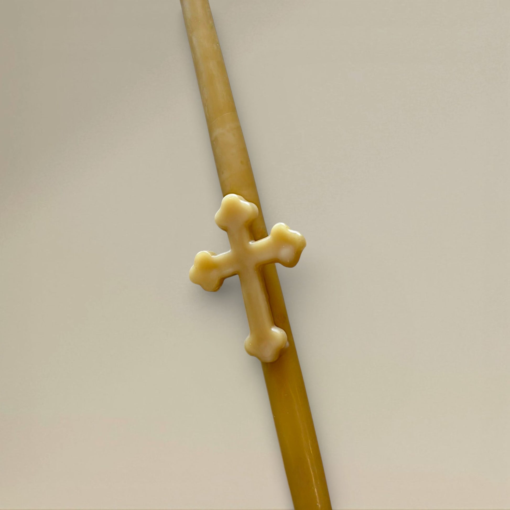 Taper candle beeswax 400mm with orthodox cross - rawLight Design Pty Ltd