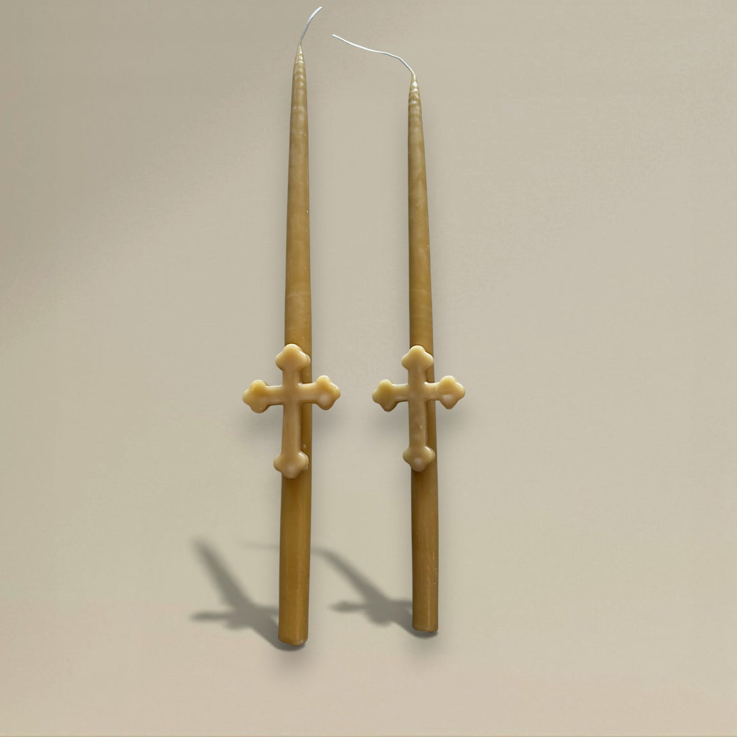 Taper candle beeswax 400mm with orthodox cross - rawLight Design Pty Ltd