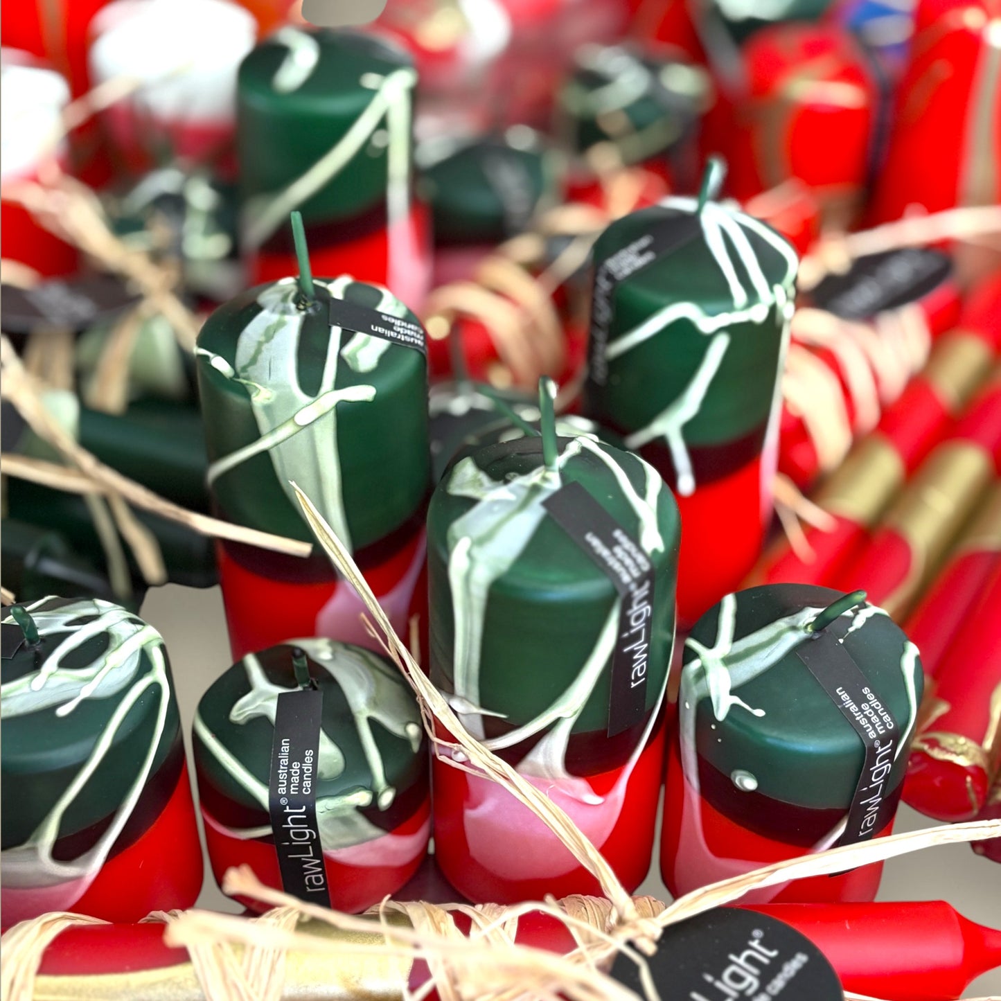 Pillar candle 50mm splashed Christmas