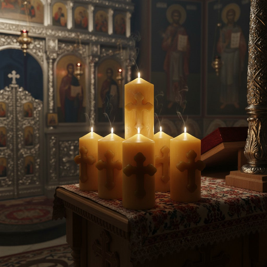Cross candle beeswax 75x150mm