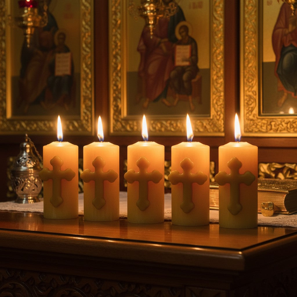 Cross candle beeswax 75x150mm