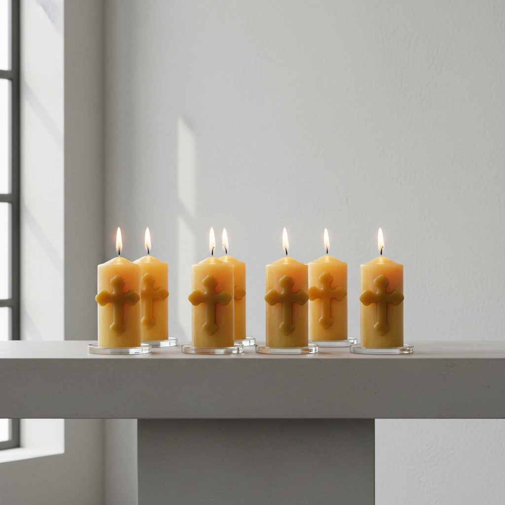Cross candle beeswax 75x150mm