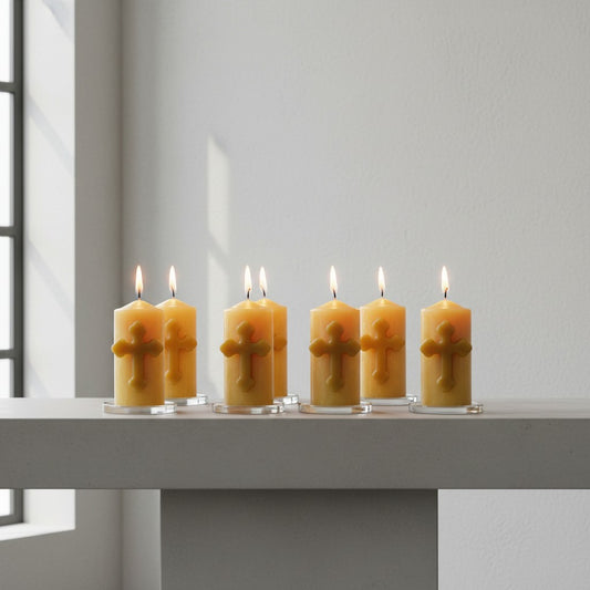 Cross candle beeswax 75x150mm