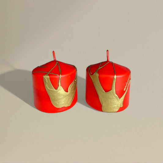 Pillar Candle 50mm Splashed Christmas