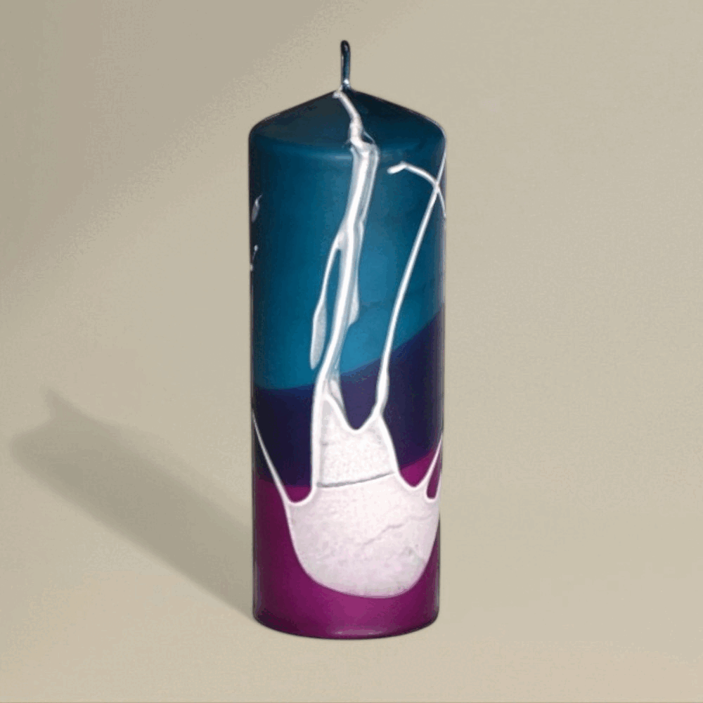 Pillar candle 75x150mm splashed - rawLight Design Pty Ltd