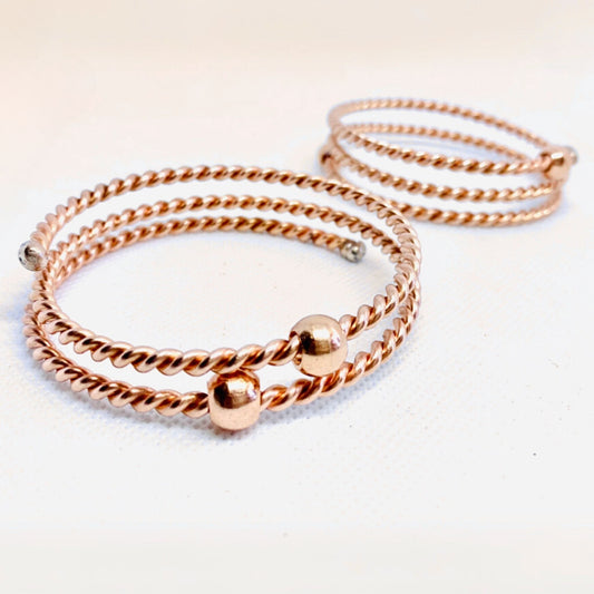 Full Royal Straight Line Cubit Bracelet with Beads - Tensor Ring Copper Ring