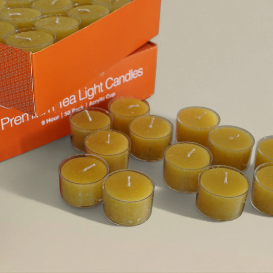 Tea light candle beeswax packet of 50 acrylic