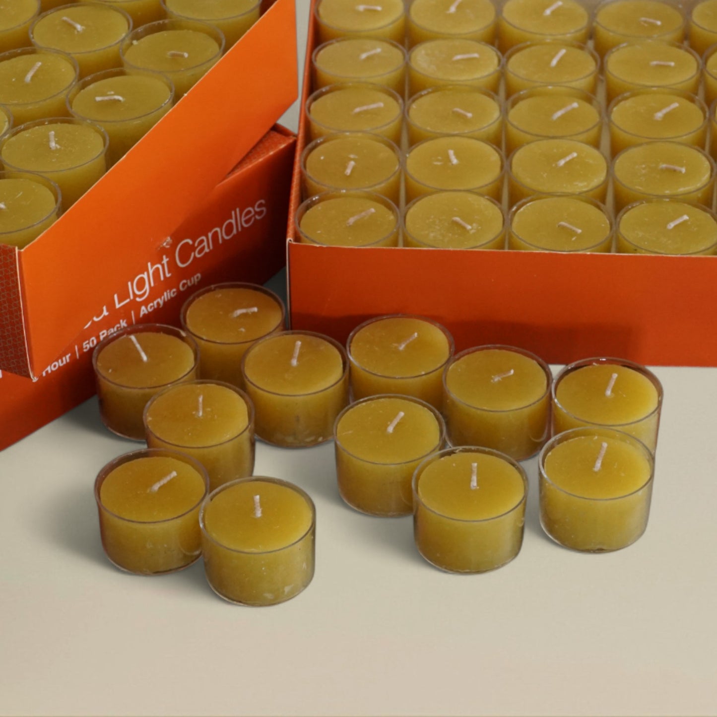 Tea light candle beeswax packet of 50 acrylic
