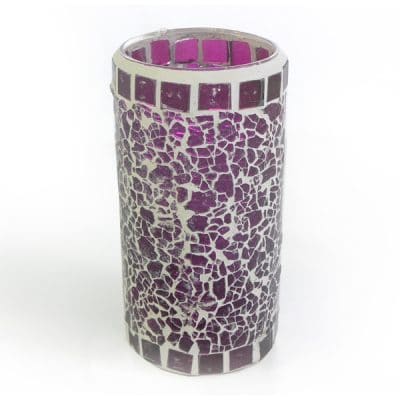 75150MU mulberry mosaic glass candle votive tea light holder ambiance 1