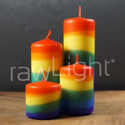 rainbow 50mm pillar range australian made www.rawlightcandles.com .au